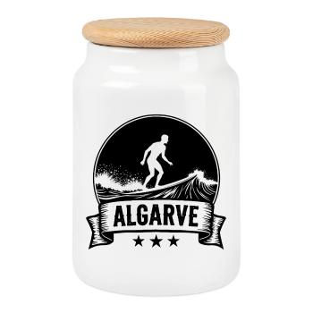 Algarve Surfer Surfing Surfing in Portugal - Cookie Jar with Wooden Lid - white - Front