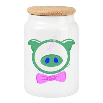 HoOoOh! Das schicke Schwein - Keksdose mit Holzdeckel - Weiß - Vorne