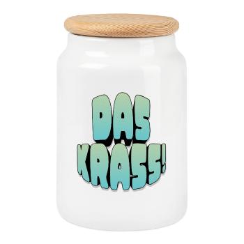 That's awesome! - Cookie Jar with Wooden Lid - white - Front