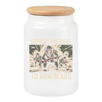 Soutenez le droit d’armer les ours - Funny Memes - Boîte à biscuits avec couvercle en bois - blanc - Devant