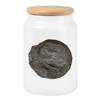 Texture de granit de boule de roche brute - Boîte à biscuits avec couvercle en bois - blanc - Devant