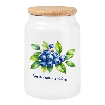 Illustration botanique de myrtille - Boîte à biscuits avec couvercle en bois - blanc - Devant
