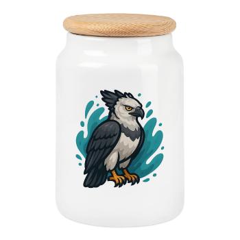 Harpyienadler mit türkisfarbenem Spray - Keksdose mit Holzdeckel - Weiß - Vorne
