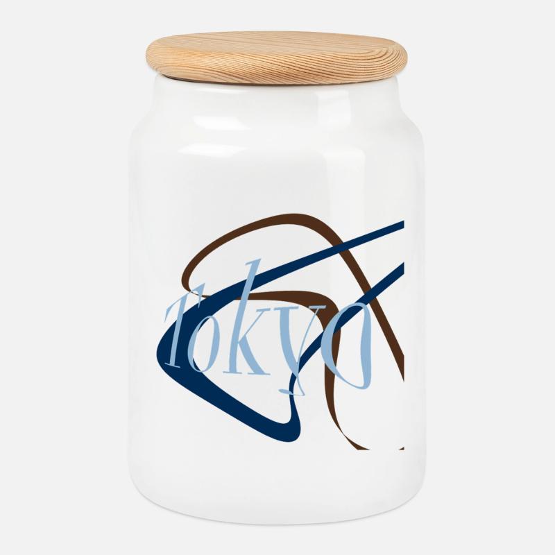 Tokyo - Cookie Jar with Wooden Lid - white