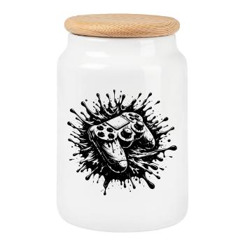Ink war on the gamepad Energy on Analog - Cookie Jar with Wooden Lid - white - Front