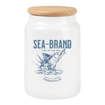Poisson du Jour Sea Brand - Boîte à biscuits avec couvercle en bois - blanc - Devant