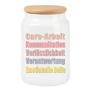 Beziehung Partnerschaft Liebe - Keksdose mit Holzdeckel - Weiß - Vorne