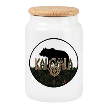 Kaleval Finland - Cookie Jar with Wooden Lid - white - Front