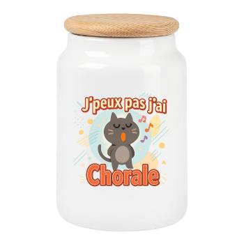 Chat chanteur Jpeux pas jai Chorale - Boîte à biscuits avec couvercle en bois - blanc - Devant