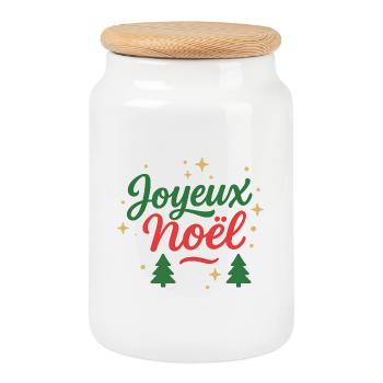 Frohe Weihnachten Design-Tippfehlertext Grün Rot - Keksdose mit Holzdeckel - Weiß - Vorne