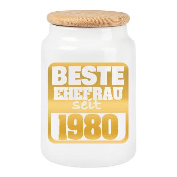 1980 - Boîte à biscuits avec couvercle en bois - blanc - Devant