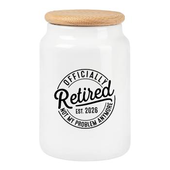 Retraite 2026 Retraite Ce n’est plus mon problème - Boîte à biscuits avec couvercle en bois - blanc - Devant
