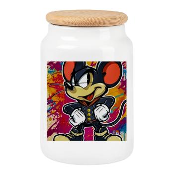 Graffiti Souristenu dans le style de la rue - Boîte à biscuits avec couvercle en bois - blanc - Devant