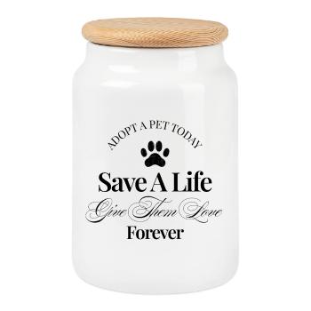 Adopt a Pet Save a Life Animal Advocacy - Cookie Jar with Wooden Lid - white - Front