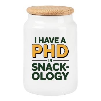 J’ai un doctorat en nutrition snack-ologie Expert - Boîte à biscuits avec couvercle en bois - blanc - Devant