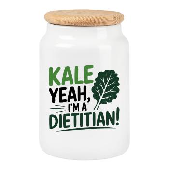 KALE YEAH I'M A DIETITIAN Nutrition Professional  - Boîte à biscuits avec couvercle en bois - blanc - Devant