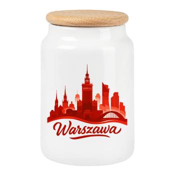 Varsovie Warszawa Capitale Pologne Rouge Cadeau - Boîte à biscuits avec couvercle en bois - blanc - Devant
