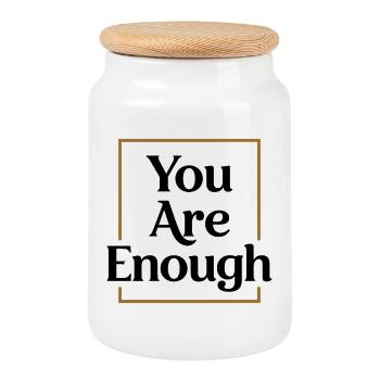 You are enough Achtsamkeit Motivation Spruch - Keksdose mit Holzdeckel - Weiß - Vorne