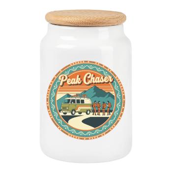 Peak Chaser Retro Adventure - Boîte à biscuits avec couvercle en bois - blanc - Devant