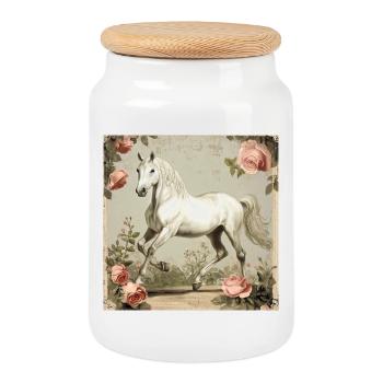 Cheval Vintage - Boîte à biscuits avec couvercle en bois - blanc - Devant