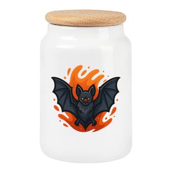 Vampirfledermaus Emblem - Keksdose mit Holzdeckel - Weiß - Vorne