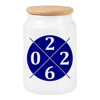 Cercle 2026 - Boîte à biscuits avec couvercle en bois - blanc - Devant