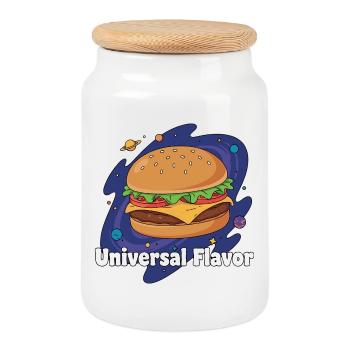 Kosmos Hamburger Universal Taste - Cookie Jar with Wooden Lid - white - Front