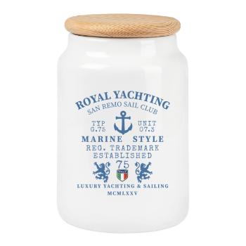 Style Royal Marin Crest - Boîte à biscuits avec couvercle en bois - blanc - Devant