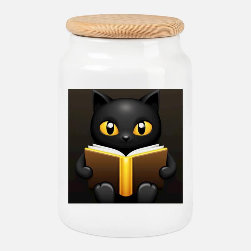 magische schwarze katze mit gold  - Keksdose mit Holzdeckel - Weiß