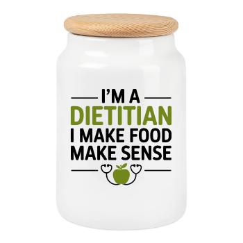 Dietitian I Make Food Make Sense Expert Apparel  - Cookie Jar with Wooden Lid - white - Front