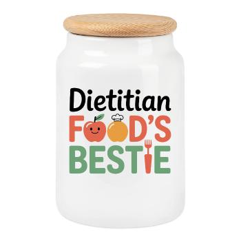 Dietitian Food's Bestie Nutrition Expert  - Cookie Jar with Wooden Lid - white - Front