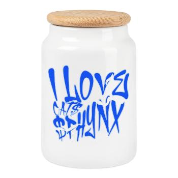 I Love Sphynx Cats Graffiti  - Cookie Jar with Wooden Lid - white - Front