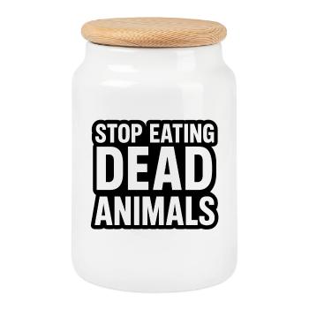 Bien-être animal | Arrêtez de manger des animaux morts - Boîte à biscuits avec couvercle en bois - blanc - Devant
