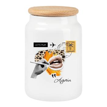 Puket LifeStyle - Cookie Jar with Wooden Lid - white - Front