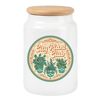 Club des plantes de la ville - Boîte à biscuits avec couvercle en bois - blanc - Devant