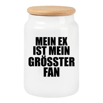 Mein_ex_ist_mein_groesster_fan_lustiger_spruch_ - Keksdose mit Holzdeckel - Weiß - Vorne