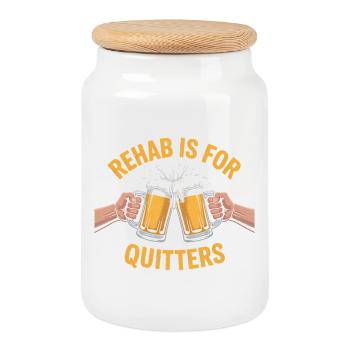 Reha ist für Aufsteiger - Cool Beer Logo - Keksdose mit Holzdeckel - Weiß - Vorne