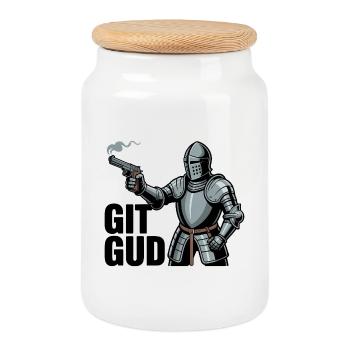 Gid Gud – Lustige Gaming-Memes - Keksdose mit Holzdeckel - Weiß - Vorne