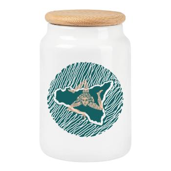 Sicily Trinacria Artistic design - Cookie Jar with Wooden Lid - white - Front