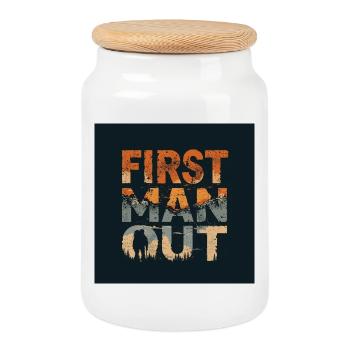 Premier homme à s’évader en montagne - Boîte à biscuits avec couvercle en bois - blanc - Devant