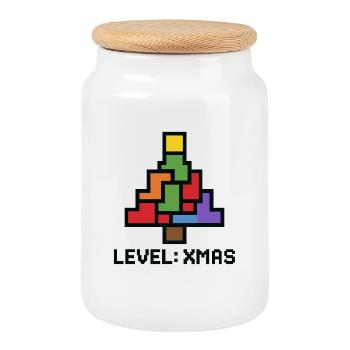 Arbre-pixels de LevelXmas - Boîte à biscuits avec couvercle en bois - blanc - Devant