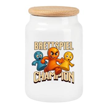Game Night Board Game Champion Game Pieces - Cookie Jar with Wooden Lid - white - Front