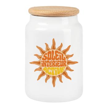 SOLEIL INTERIEUR #2 - let's talk - Boîte à biscuits avec couvercle en bois - blanc - Devant