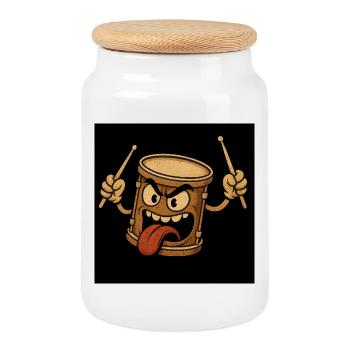 Monstre Agressif de la Batterie - Boîte à biscuits avec couvercle en bois - blanc - Devant
