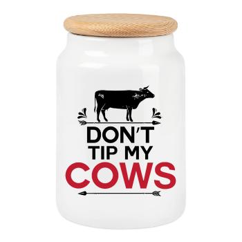 Le Fermier Drôle Drôle Dicton de la Vache Drôle - Boîte à biscuits avec couvercle en bois - blanc - Devant