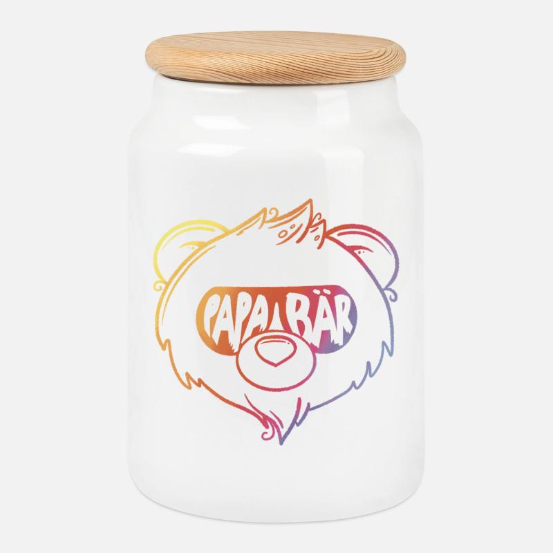 Bears Dad - Cookie Jar with Wooden Lid - white