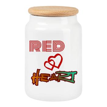 Cœur rouge, cœur de graffiti - Boîte à biscuits avec couvercle en bois - blanc - Devant