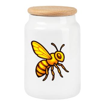 Glowing honey bees - Cookie Jar with Wooden Lid - white - Front