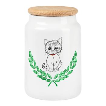 Couronne blanche en laurier - Boîte à biscuits avec couvercle en bois - blanc - Devant