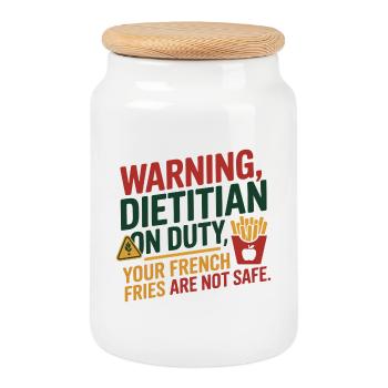 AVERTISSEMENT Diététicien : Vos frites ne sont pas sûres - Boîte à biscuits avec couvercle en bois - blanc - Devant
